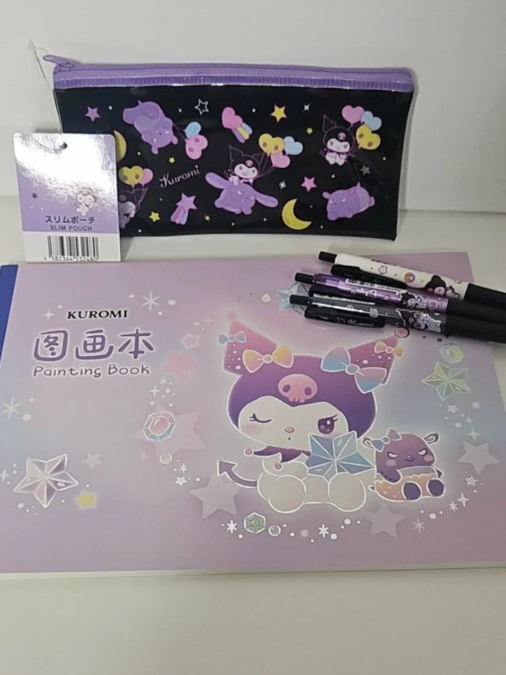 Sanrio Kuromi Stationery Bundle - Painting Book, Pencil Case & 3 Pencils, NWT